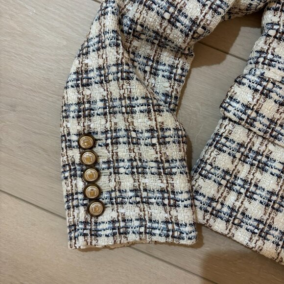 Veronica Beard Bentley Check Tweed Crop Jacket - Picture 6 of 9